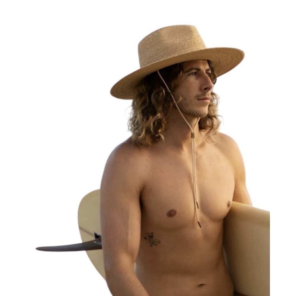 Will + Bear Raffia Sun Hat Austin Sand Sz Medium Unisex UPF 50+ Adjustable Strap - Picture 6 of 8